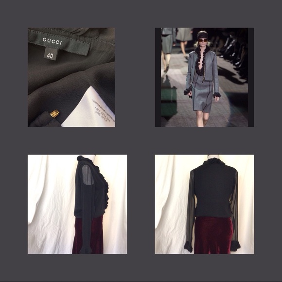 Gucci Vintage Y2K Silk Chiffon Ruffle Blouse - Picture 3 of 5